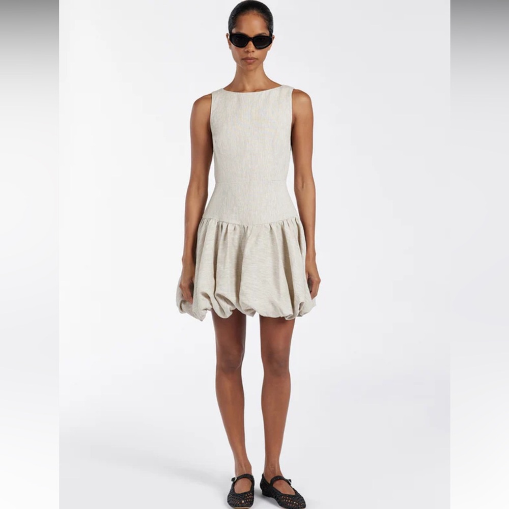 Linen bubble mini dress